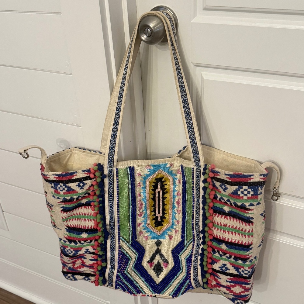 Embellished Tribal Hand Beaded Tote Bag